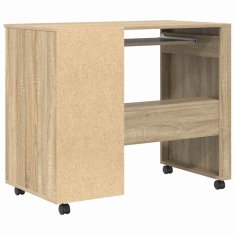 Vidaxl Miza na kolesih sonoma hrast 91 x 50 x 77 cm Konstruiran les