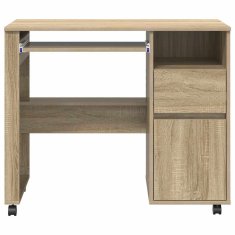 Vidaxl Miza na kolesih sonoma hrast 91 x 50 x 77 cm Konstruiran les