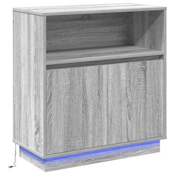 Vidaxl LED bočni predalnik z LED lučmi Siva Sonoma 71 x 34,5 x 75 cm