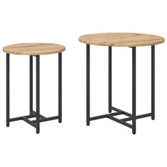 Vidaxl Komplet stranskih mizic 2 szt. Artisan hrast in črna