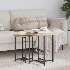 Vidaxl Komplet stranskih mizic 2 szt. Artisan hrast in črna