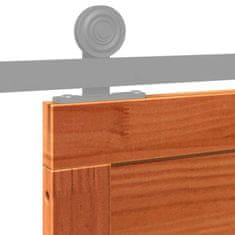 Vidaxl Barn Door Voščeno rjava 100 x 208 cm Trden borov les
