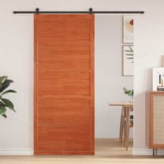Vidaxl Barn Door Voščeno rjava 100 x 208 cm Trden borov les