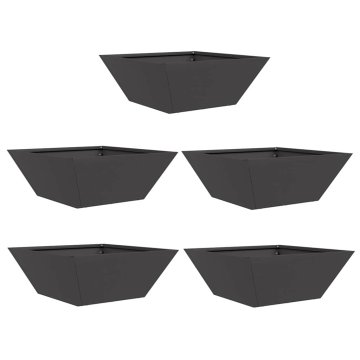 Vidaxl Vrtnarski krožnik 5 pcs Črna 40 x 40 x 15 cm Jeklo