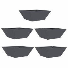 Vidaxl Vrtnarski krožnik 5 pcs Antracit 40 x 40 x 15 cm Jeklo