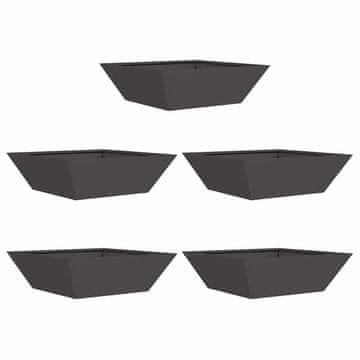 Vidaxl Vrtnarski krožnik 5 pcs Črna 50 x 50 x 15 cm Jeklo