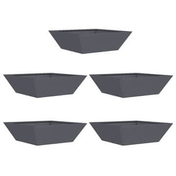 Vidaxl Vrtnarski krožnik 5 pcs Antracit 50 x 50 x 15 cm Jeklo