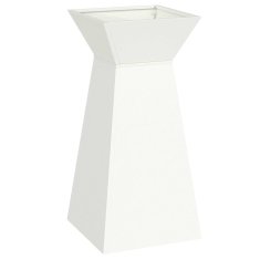 Vidaxl Vrtni steber za rože z belo posodo 35x35x73 cm, jeklo.