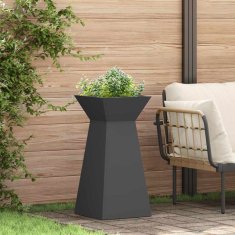 Vidaxl Vrtni steber za rastline s posodo črna 35x35x73 cm jeklo
