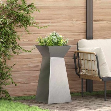 Vidaxl Vrtni steber za rože z posodo 35x35x73 cm iz nerjavnega jekla