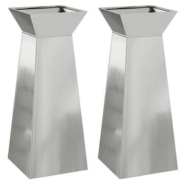 Vidaxl Stolpna posoda 2 pcs srebrna 40 x 40 x 100 cm Jeklo