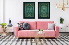 shumee ZLATI PLAKATI kovinska slika 33x43 Diptih Komplet 2 Artdeco slik ZP022