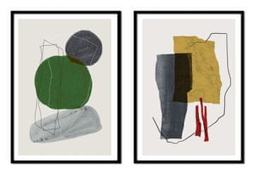 shumee UOKVIRJENA SLIKA 53x73cm Diptih Komplet 2 slik Abstraktne oblike P2032