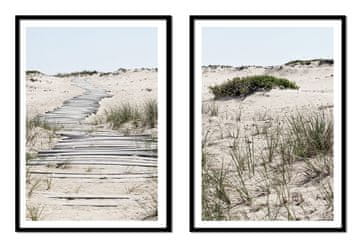 shumee UOKVIRJENE SLIKE 53x73cm Diptih Komplet 2 slik Peščena plaža Boho P2158