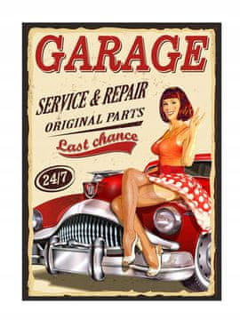 shumee PLAKAT ZA SLIKE V OKVIRJU 53x73 cm Garage Pin-up P1845