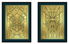 shumee ZLATI PLAKATI kovinska slika 33x43 Diptih Komplet 2 Artdeco slik ZP023