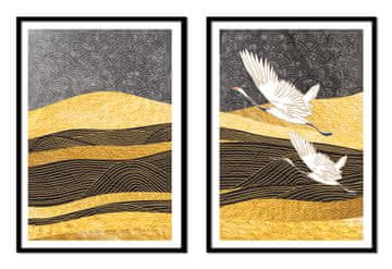shumee SLIKOVNI PLAKATI V OKVIRJU 53x73cm Diptih Komplet 2 slik Štorklje Ptice P2139