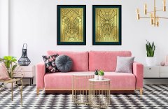 shumee ZLATI PLAKATI kovinska slika 73x53 Diptih Komplet 2 Artdeco slik ZP023