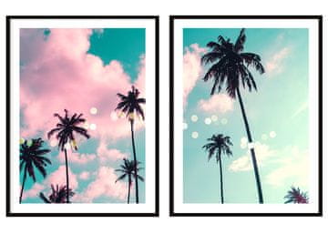 shumee SLIKOVNI PLAKATI V OKVIRJU 53x73cm Diptih Komplet 2 slik Nebo Palme P2084