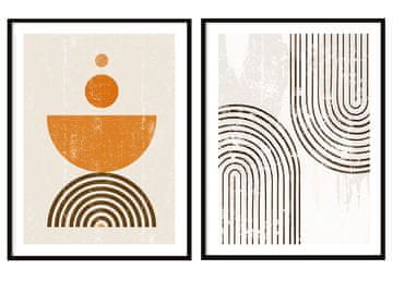 shumee SLIKOVNI PLAKATI V OKVIRJU 53x73cm Diptih Komplet 2 slik Boho Shapes P2070