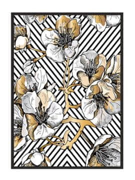 shumee PLAKAT ZA SLIKE V OKVIRJU 53x73 cm Zlate rože P1256