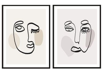 shumee SLIKOVNI PLAKATI V OKVIRJU 53x73cm Diptih Komplet 2 lineartnih boemskih slik P2068