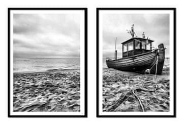 shumee SLIKOVNI PLAKATI V OKVIRJU 53x73cm Diptih Komplet 2 slik Čoln Morje P2151