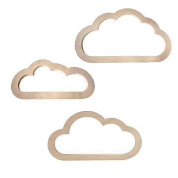 shumee KOMPLET 3 VELIKIH LESENIH OBLAKOV Boho deco lesena dekoracija oblakov