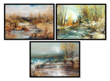 shumee SLIKOVNI PLAKATI V OKVIRJU 33x43cm Triptih Komplet 3 slik Komplet Pokrajina P1776