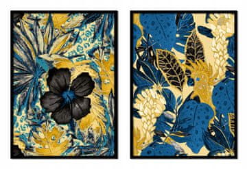 shumee SLIKOVNI PLAKATI V OKVIRJU 53x73cm Diptih Komplet 2 slik Rože iz džungle P1710