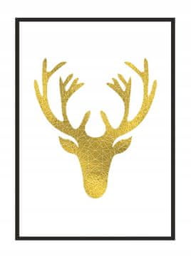 shumee PLAKAT V OKVIRJU 33x43 cm Zlati jelen P1789