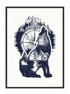 shumee PLAKAT V OKVIRJU 33x43 cm Volčji kompas P1795
