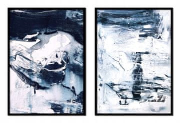 shumee SLIKARSKI PLAKATI V OKVIRJU 53x73cm Diptih Komplet 2 slik Abstrakcija ČB P1720