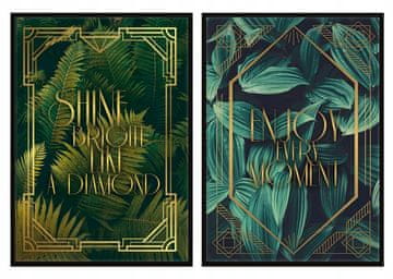 shumee SLIKOVNI PLAKATI V OKVIRJU 53x73cm Diptih Komplet 2 slik Citati Listi P732