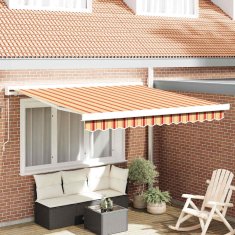 Vidaxl Ročna tenda 3 x 2,5 m Rumene, oranžne in bele črte