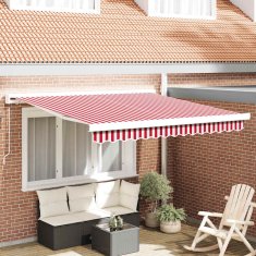 Vidaxl Ročna tenda 3 x 2,5 m Rdeča in bela črta 100% poliester