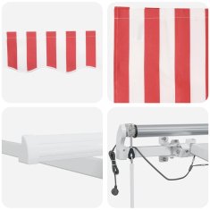 Vidaxl Avtomatska Senčila z LED, Rdeča in Bela Črta 500 x 300 cm
