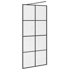 Vidaxl Pregrada za tuš s prozornim ESG steklom 90x195 cm črna