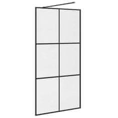 Vidaxl Pregrada za tuš s prozornim ESG steklom 100x195 cm črna