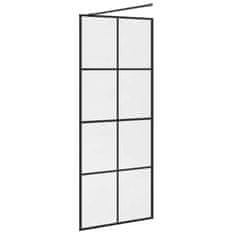 Vidaxl Pregrada za tuš s prozornim ESG steklom 80x195 cm črna