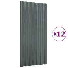 Vidaxl Strešne plošče 12 kos. cinkano jeklo antracit 80x36 cm