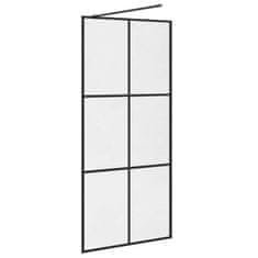 Vidaxl Pregrada za tuš s prozornim ESG steklom 90x195 cm črna