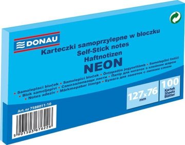 Donau Samolepilna blazinica 127 x 76 mm - neonsko modra 100 listov