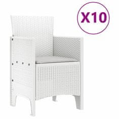 Vidaxl Komplet za jedilnico v vrtu 11 pcs Bela Polt rattan
