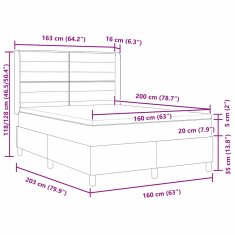 Vidaxl Box Spring postelja z vzmetnico in LED Taupe 160x200 cm Tkanina