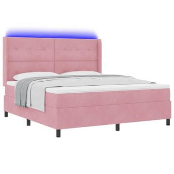 Vidaxl Postelja z vzmetnico z LED trakami Roza 180 x 200 cm Žamet