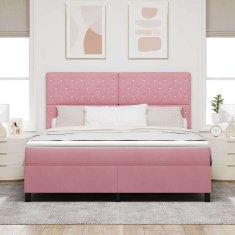 Vidaxl Postelja z vzmetnico z vzmetnico Roza 180 x 200 cm Žamet