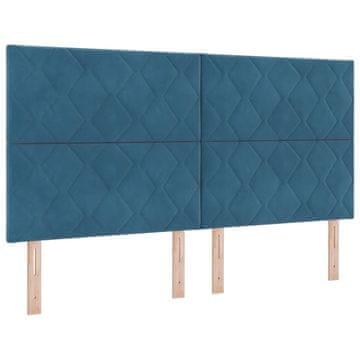 Vidaxl LED Box Spring Postelja Temno modra 180 x 200 cm Žamet