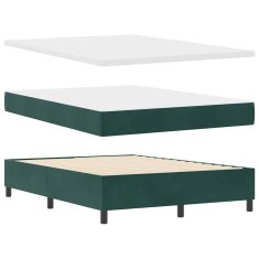 Vidaxl Postelja s box springom z vzmetnico in klopjo temno zelena 160x200 cm žamet