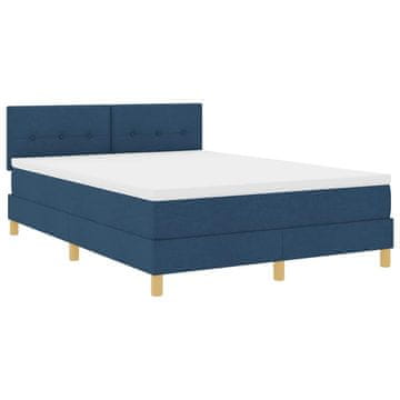 Vidaxl LED Box Spring Postelja z LED trakami Modra 140 x 190 cm blago